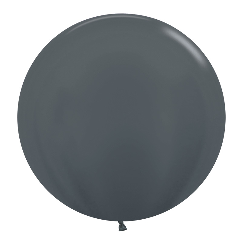 Metallic Graphite 60cm Round Balloons 10pk (D)