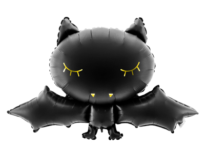 PD Foil Balloon Black Bat with Gold Detail 1pkt 80x52CM