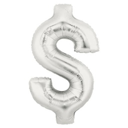 [2515851S] Megaloon $ Dollar Silver Foil Balloon 40&quot; 1pk