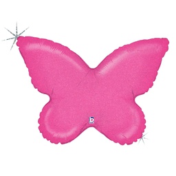 [2535130P] Shape Holo Butterfly Solid Pink Foil 30&quot; 1pk