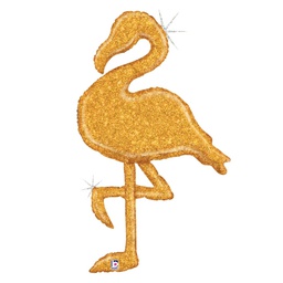 [2535808P] Shape Holo Gold Glitter Flamingo Foil 53&quot; 1pk