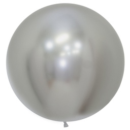 [7062981] Reflex Silver 60cm Round Balloon 2pk