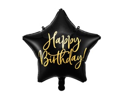 [2693010] PD Foil Balloon Glossy Star Cursive Happy Birthday Black 1pkt 40CM 