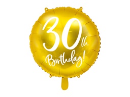 [262430019] PD Foil Balloon Round Cursive 30th Birthday Gold 1pkt 45CM 