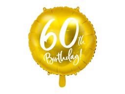 [262460019] PD Foil Balloon Round Cursive 60th Birthday Gold 1pkt 45CM 