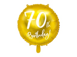 [262470019] PD Foil Balloon Round Cursive 70th Birthday Gold 1pkt 45CM 