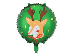 [26155] PD Foil Balloon Round Reindeer 1pkt 45cm