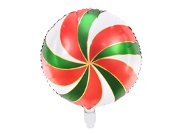 [26107000] PD Foil Balloon Candy Round Swirl Xmas Mix 1pkt 35CM