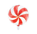 [26107007] PD Foil Balloon Candy Round Swirl Red 1pkt 35CM