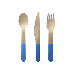 [6017SBP] FS Wooden Cutlery 30pk Sky Blue 