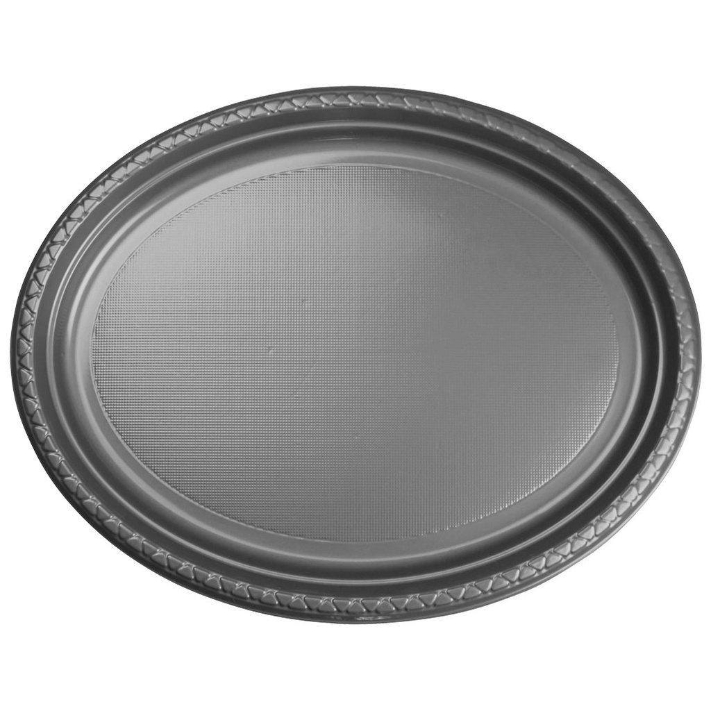FS Oval Large Plate 12 Metallic Silver 20pk&quot;