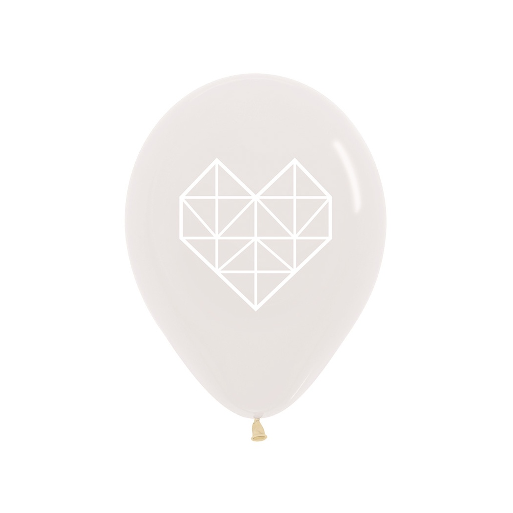 Geometric Heart Crystal Clear/White 4S 30cm 50pk