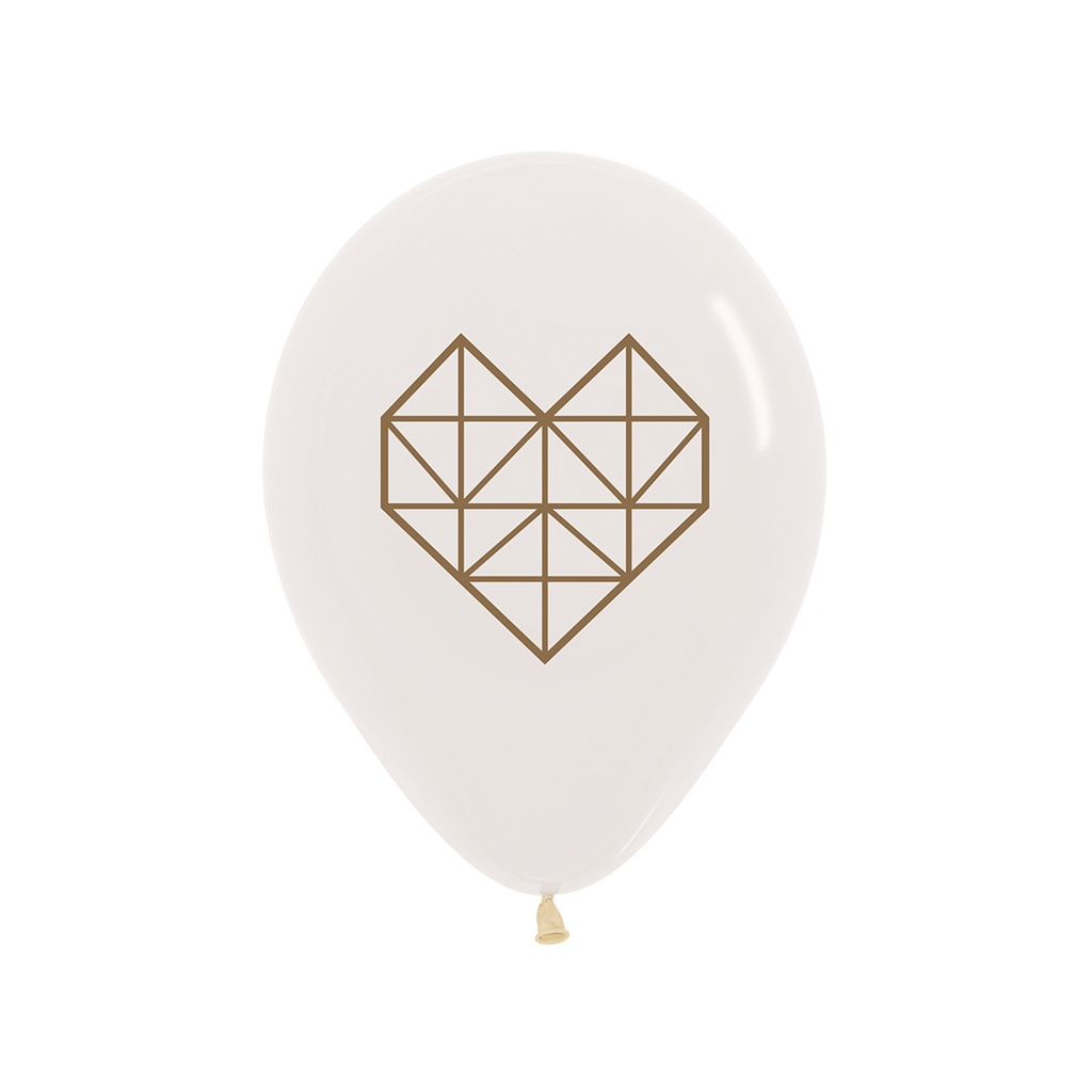 Geometric Heart Crystal Clear/Gold 4S 30cm 50pk