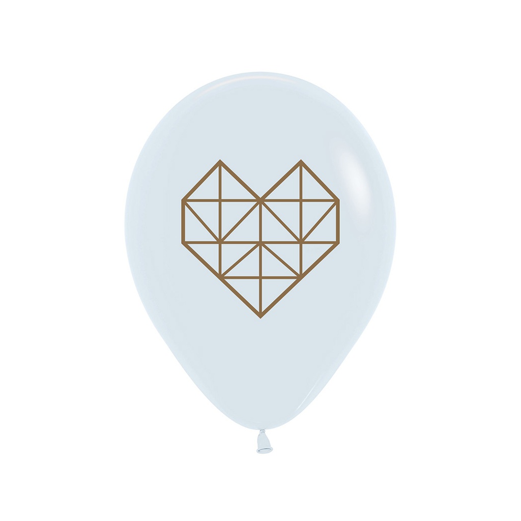 Geometric Heart Fashion White/Gold 4S 30cm 50pk