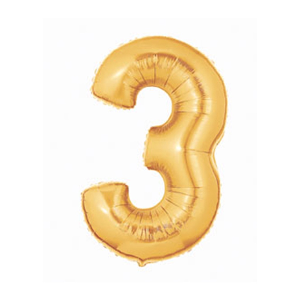 M/Loon Jnr 3 Gold Foil Balloon 14&quot; 1pk