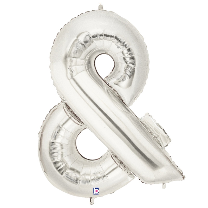 Megaloon &amp; Ampersand Silver Foil Balloon 40&quot; 1pk