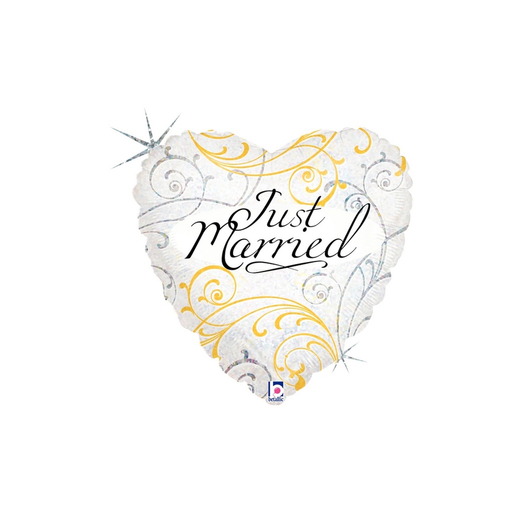 Just Married Filigree 18&quot;/45cm Holo Heart