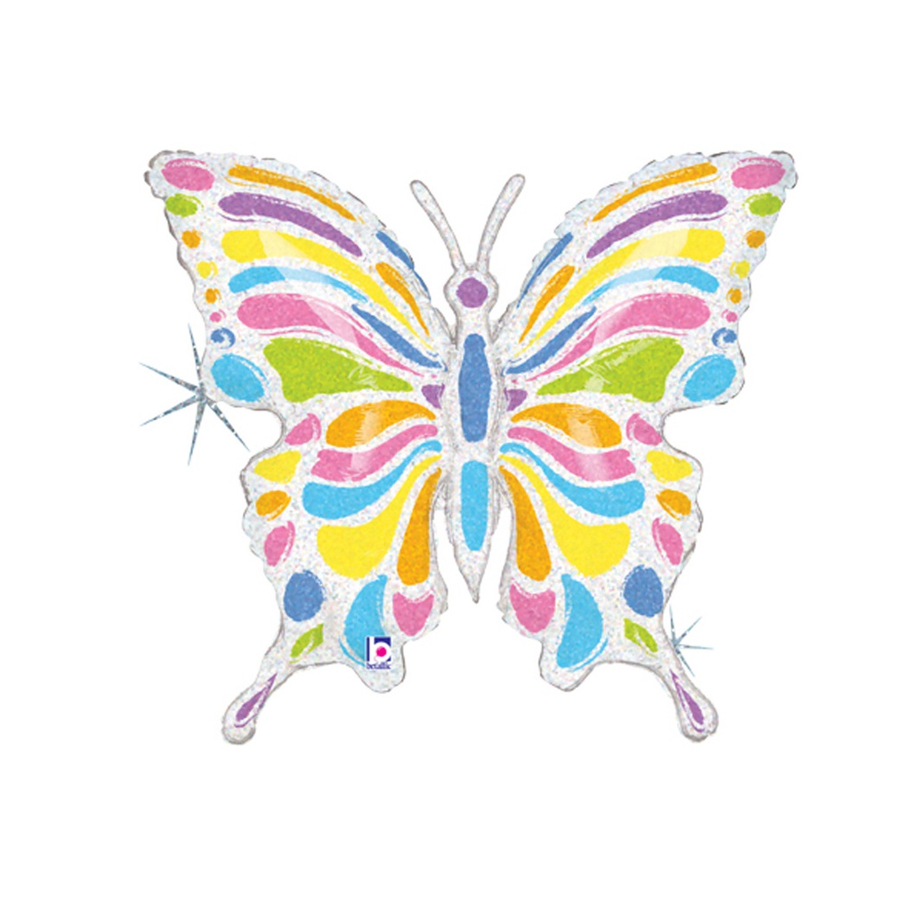 Shape Holographic  Pastel Butterfly Foil 33&quot; 1pk
