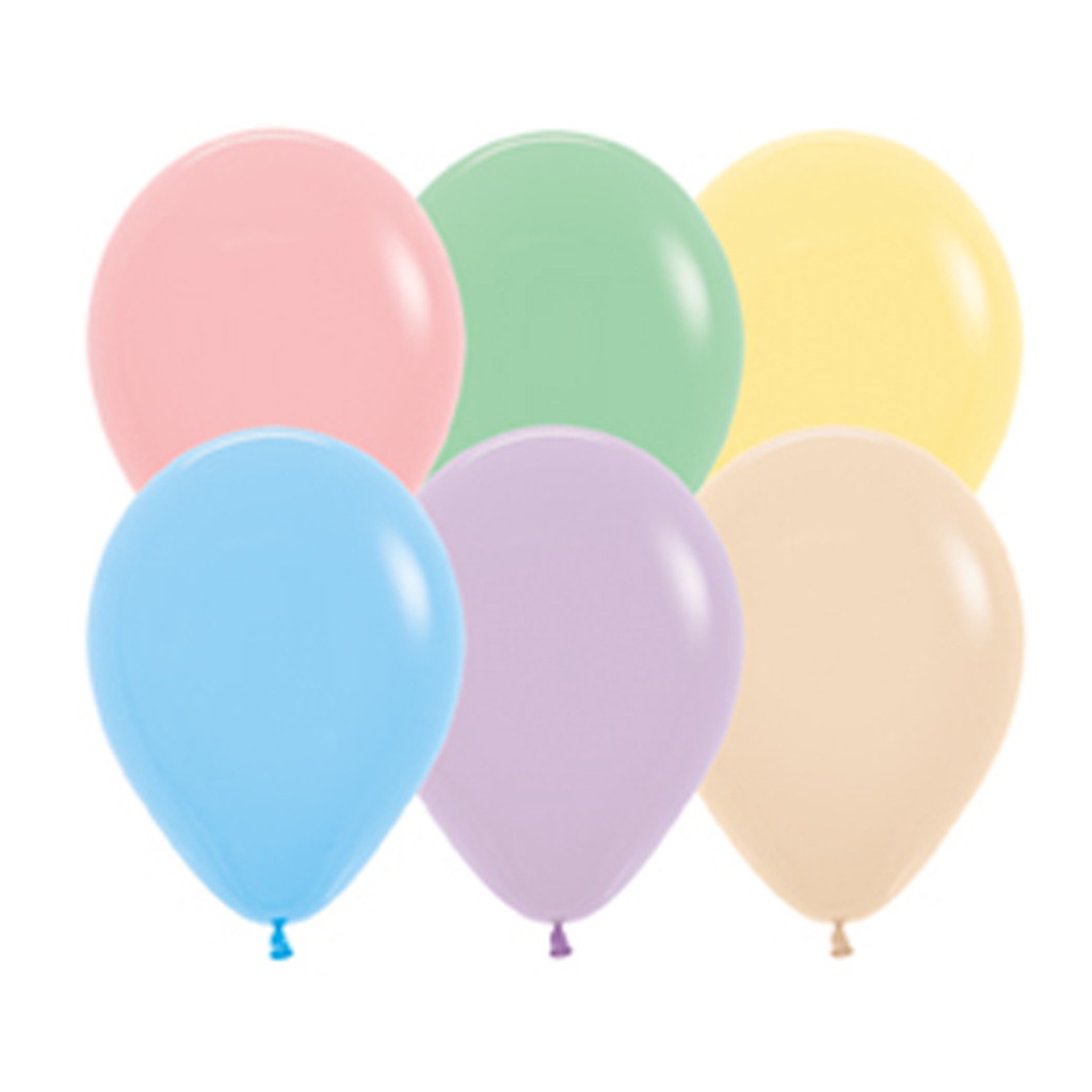 Pastel Assorted 30cm Round Balloon 100pk