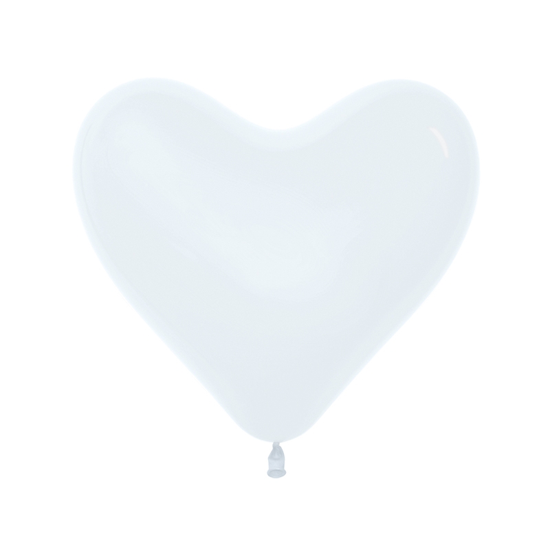 Fashion White 36cm Heart Balloon 50pk