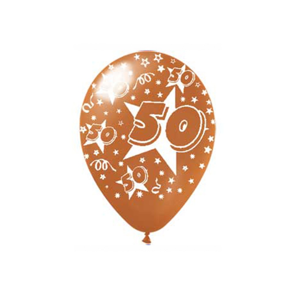 50 Metallic Asst 30cm AOP Balloons 50pk