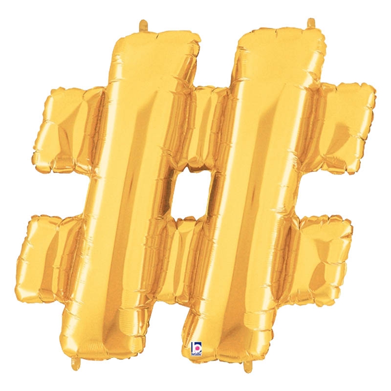 Megaloon Hashtag gold Foil Balloon 40&quot; 1pk