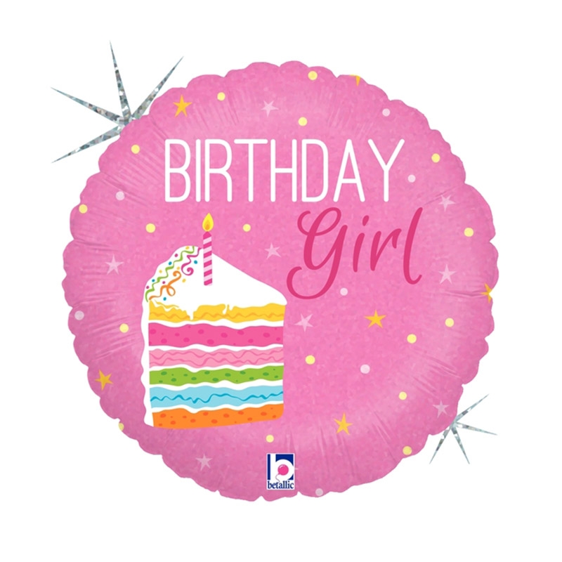 Happy Birthday Cake Girl Round Foil 18&quot;  1pk