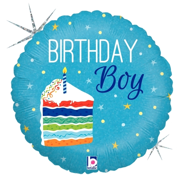 Happy Birthday Cake Boy Round Foil 1pk