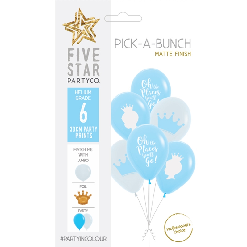 PICK-A-BUNCH Fairytale Prince 30cm Blue/White 6pk