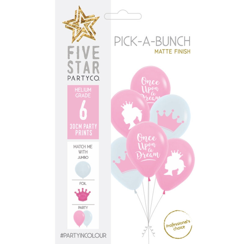 PICK-A-BUNCH Fairytale Princess 30cm Pink/Wht 6pk