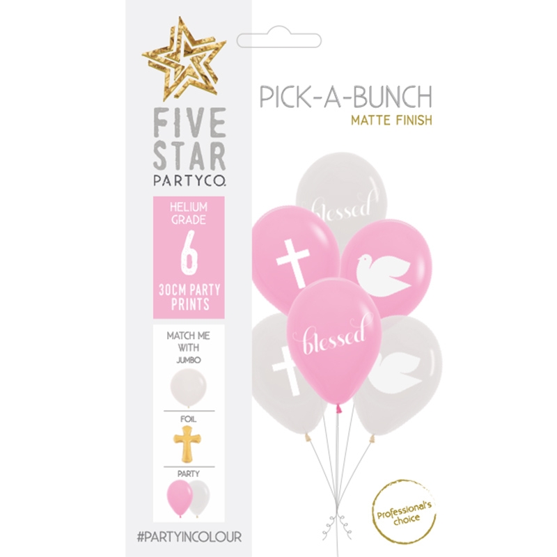 PICK-A-BUNCH Faith 30cm Pink/Clear 6pk