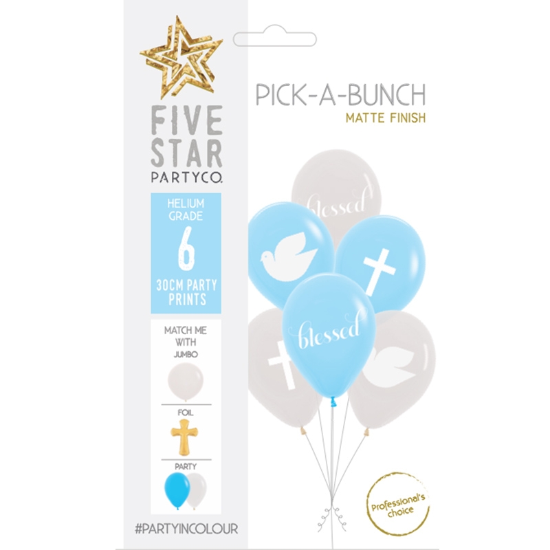 PICK-A-BUNCH Faith 30cm Blue/Clear 6pk