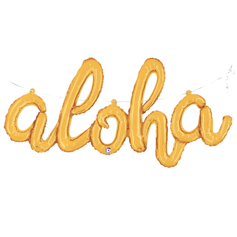 Shape  Script Aloha Gold Foil 44&quot; 1pk