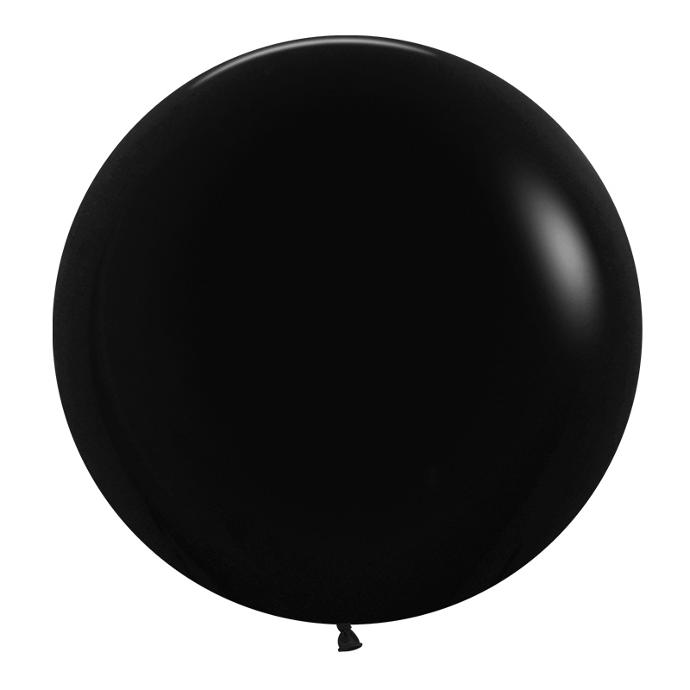Matte Black 60cm Round Balloons 2pk