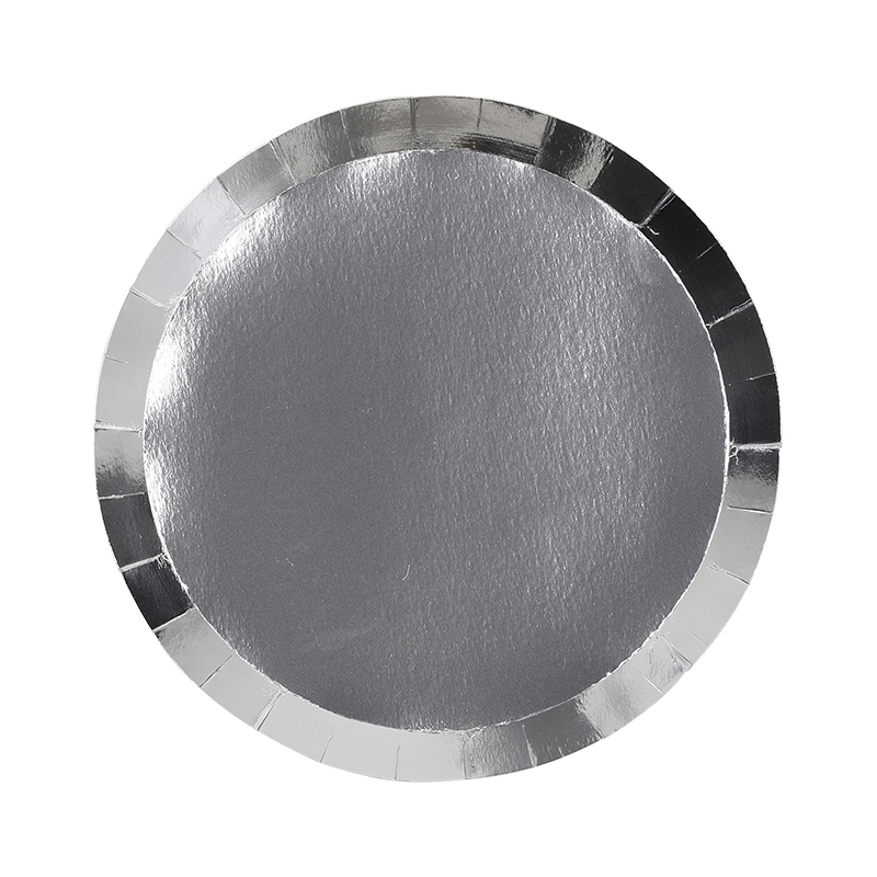 FS Paper Round Snack Plate 7&quot; Metallic Silver 10pk