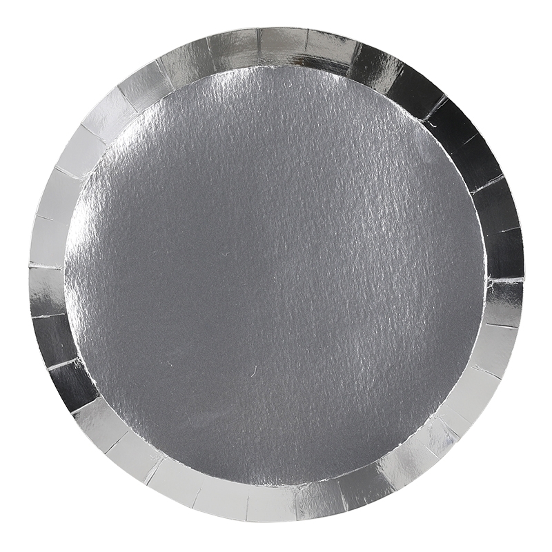 FS Paper Round Dinner Plate 9&quot; Metallic Silver 10pk
