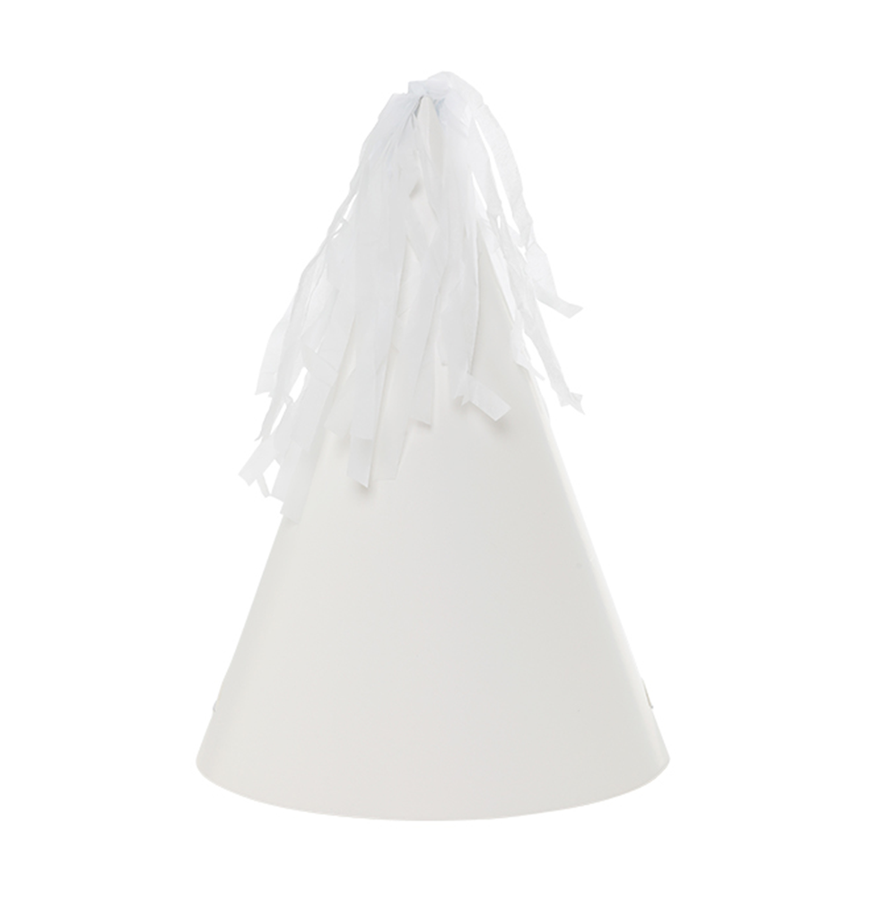 FS Party Hat with Tassel Topper White 10pk