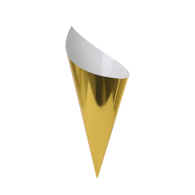 FS Paper Snack Cone Metallic Gold 10pk (D)