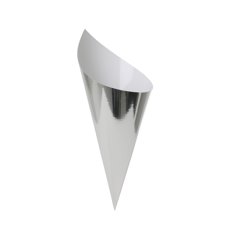 FS Paper Snack Cone Metallic Silver 10pk (D)