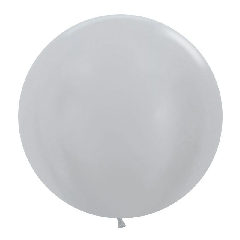Metallic Silver 60cm Round Balloons 10pk
