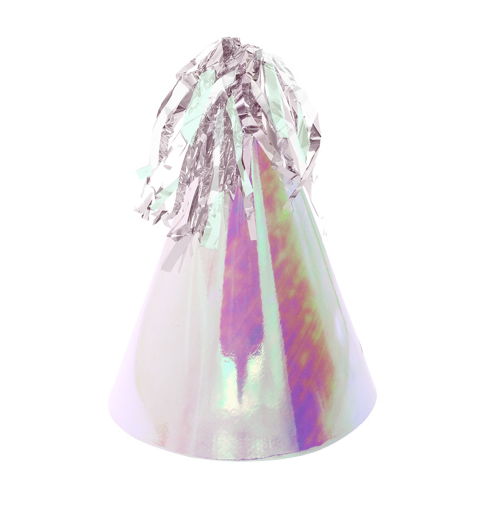 FS Party Hat with Paper Tassel Iridescent 10pk