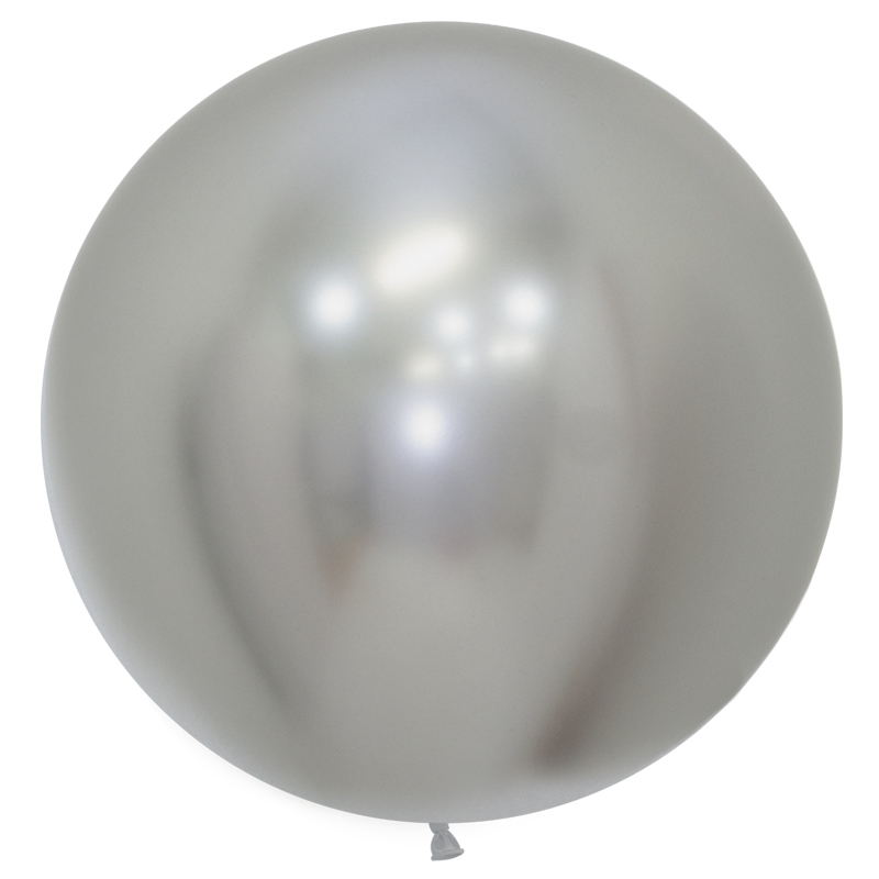 Reflex Silver 60cm Round Balloon 2pk
