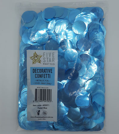 FS Round Foil Confetti Pastel Blue 250g /2.5cm
