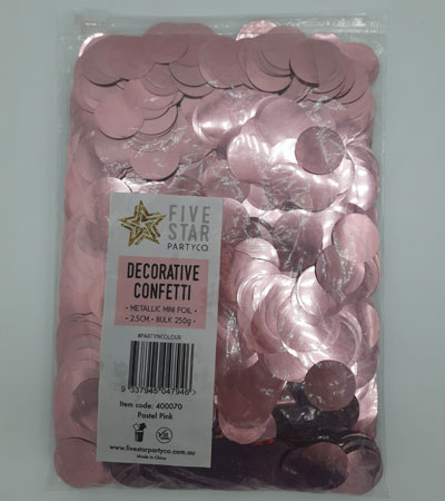 FS Round Foil Confetti Pastel Pink 250g /2.5cm