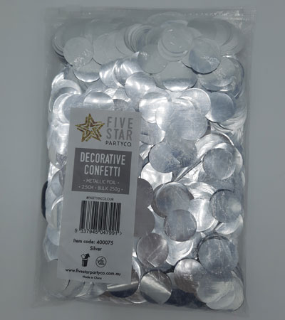 FS Round Foil Confetti Silver 250g/2.5cm