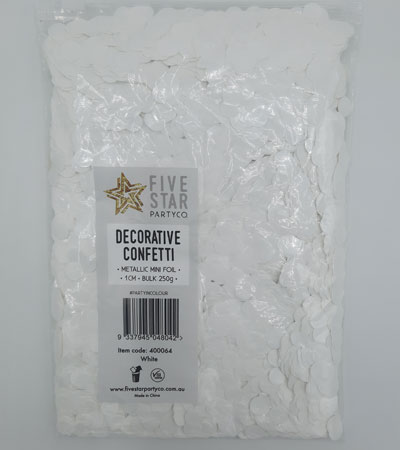 FS Round Foil Confetti White 250g/1cm