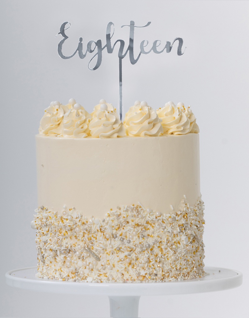 FS Cake Topper EIGHTEEN Silver 1pk