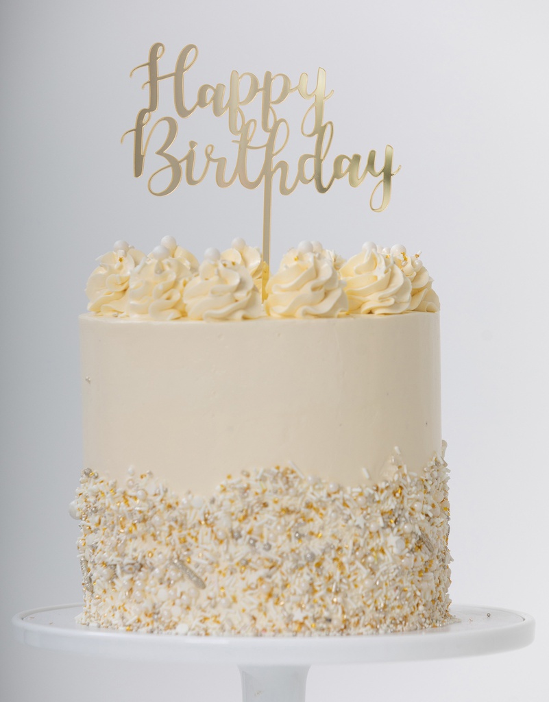 FS Cake Topper H/BIRTHDAY Gold 1pk