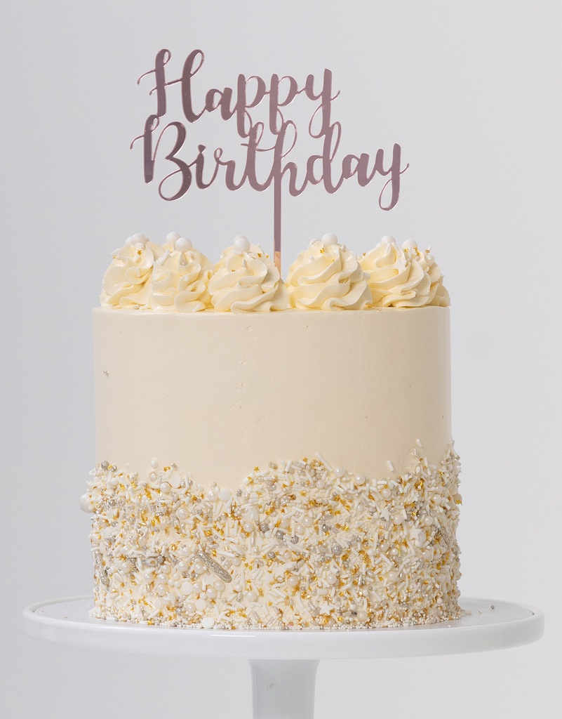 FS Cake Topper H/BIRTHDAY Rose Gold 1pk