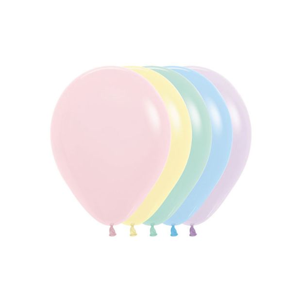 Pastel Assorted 12cm Round Balloon 100pk 